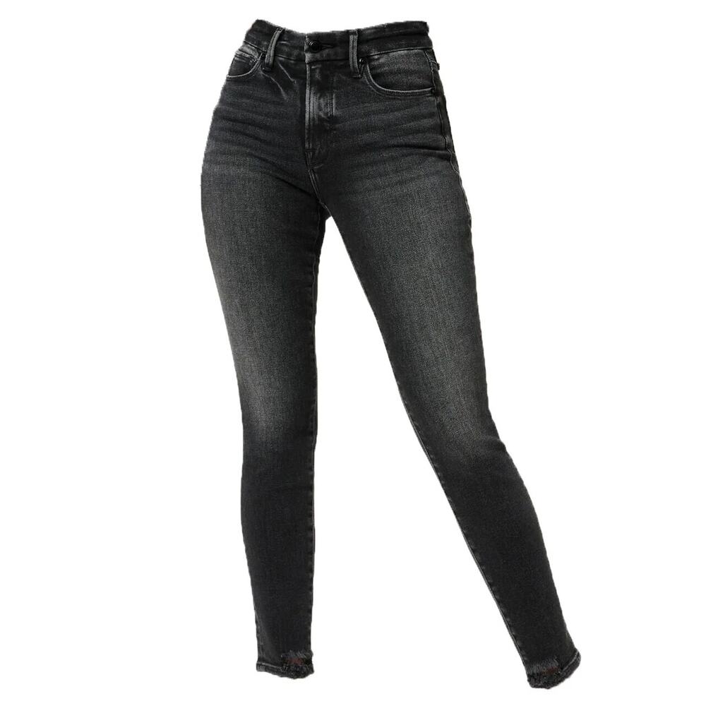 Good American Good Classic Chewed High Waist Ankle Skinny Jeans Black 10 / 30 - Picture 13 of 13